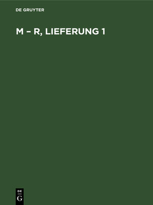 cover image of M – R, Lieferung 1